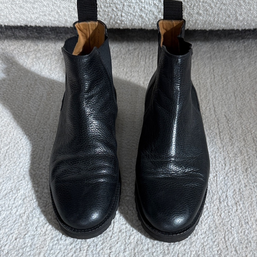 Elegant Black Leather Men's Boots size 45